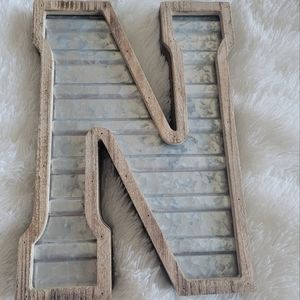 Galvanized Large Wooden letter "N"